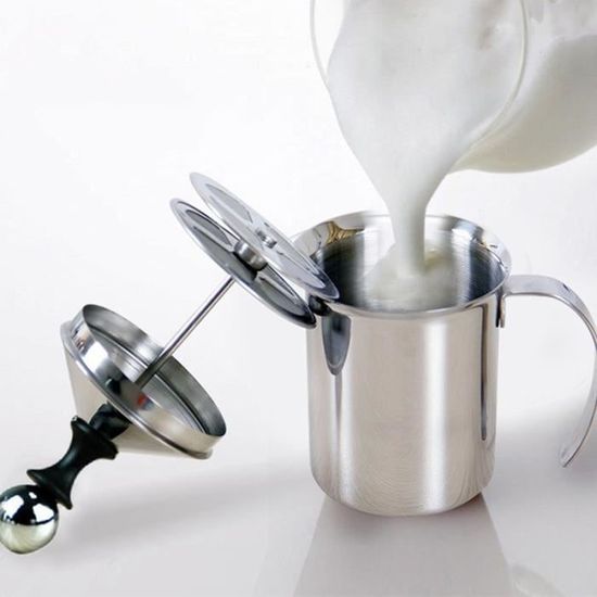 Cuque Mousseurs à lait Mousseur à lait manuel en acier inoxydable 400 ML/800 ML Double maille café mousseur crémier mélangeur