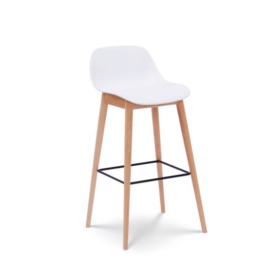 Tabouret De Bar Industriel DUHOME 76cm - Empilable, Cadre Métal, Assise Bois/Métal, Blanc | Pour Cuisine, Bar