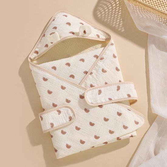 Sac De Couchage Emmaillotage Bébé 0-5 Mois - 100% Coton Bio Avec Capuche - Couverture Swaddle Réglable - Pour Nouveau-nés - 5