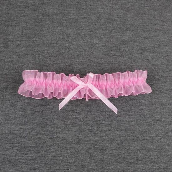 Bas Résilles Roses Avec Froufrous & Dentelle - Pour Porte-jarretelles - Taille Unique - Neuf Avec étiquettes