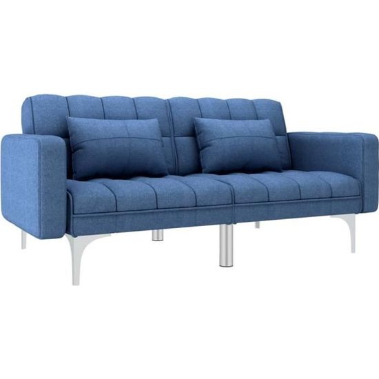 7398Jill® Canapé-lit,Canapé d'angle Convertible & Réversible - Design scandinave Bleu Tissu