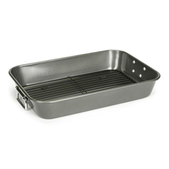 Chef Pomodoro - Petit Plat à Rôtir Antiadhésif avec Grille De Cuisson - Plat Four Rectangulaire Chef Pomodoro - Petit Plat à Rôtir Antiadhésif avec Grille De Cuisson - Plat Four Rectangulaire