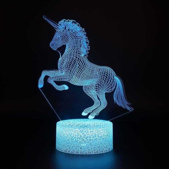 3D led Veilleuse 7 Couleurs cheval + Usb Touch + télécommande Lampe de table bureau Cadeau Enfant Noël créatif lampe de table 12