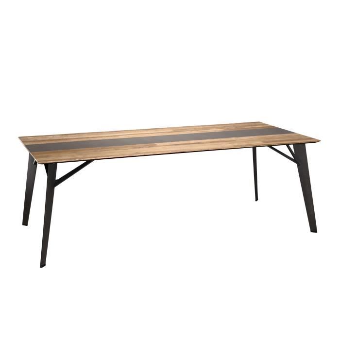 Table à manger - Teck recyclé métal et pieds métal marron - L 220 x P 100 x H 76 cm
