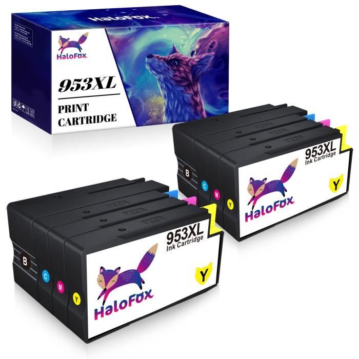 Pack De 4 Cartouches D'encre HALLOLUX 953XL Compatibles HP - Noir, Cyan, Magenta, Jaune - Pour OfficeJet Pro 8720, 7730, 8210 Et Autres