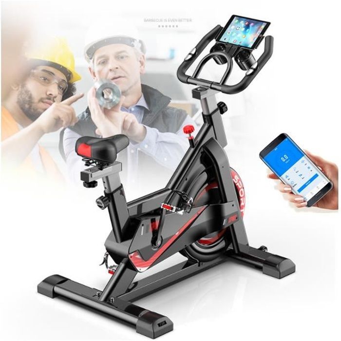 Vélo Spinning Biking d'appartement, Poids d’inertie de 11 KG avec Programme gaming, support l'Ecran, Guidon et Siège Régla