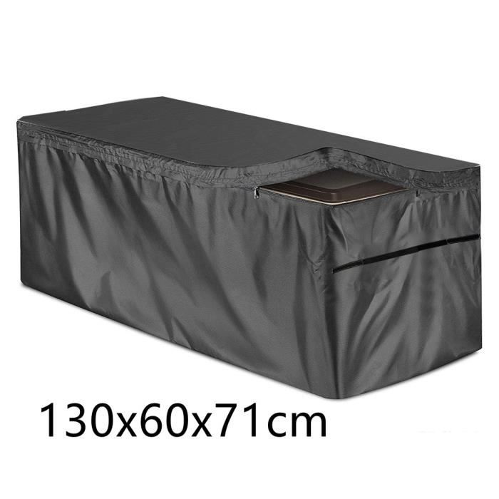 Housse de mobilier d'extérieur, housse de protection pour armoire de rangement pour coffre de terrasse 210D, 130x60x71cm, noir.