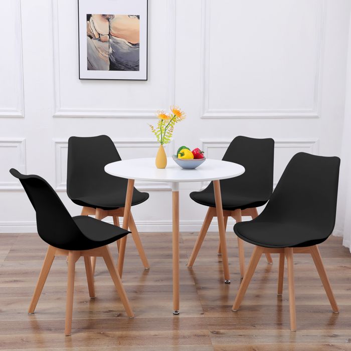 IPOTIUS Ronde Table Salle à Manger Scandinave Table de Cuisine 80 x 80 x 75 CM Blanc