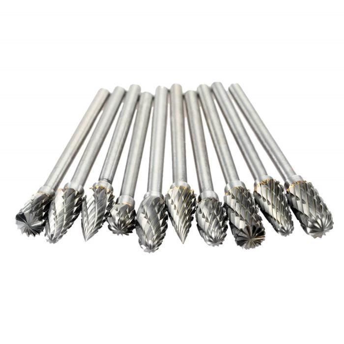 10pcs Foret de fraise en alliage de tungstène et d'acier