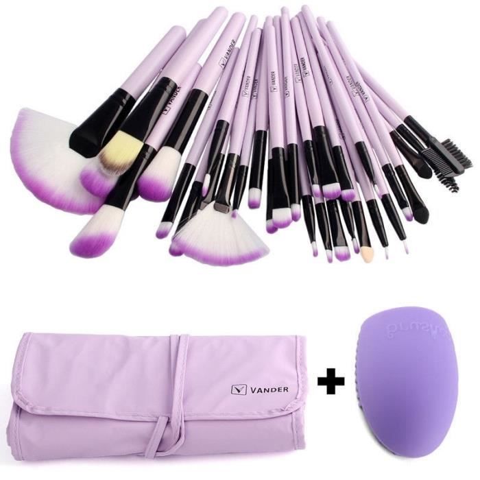 32Pcs pinceau de maquillage Set de maquillage pinceau + Nettoyage d'oeufs