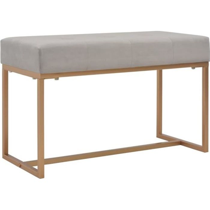 Banc 80 cm Gris Velours