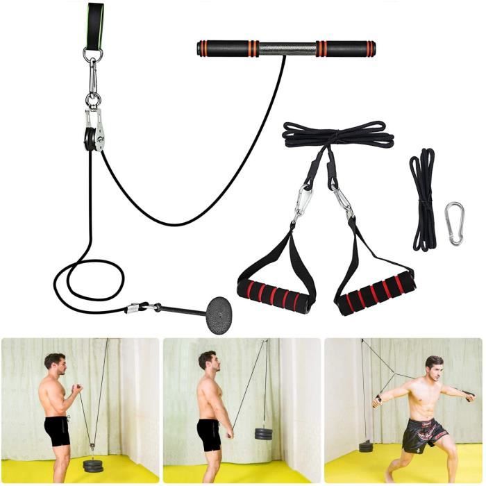 Musculation Poulie Rouleau de Poignet avec 2 Poignées de Résistance Exercice Avant Bras Epaules Dos Max Poids 20kg Sport Entraînemen