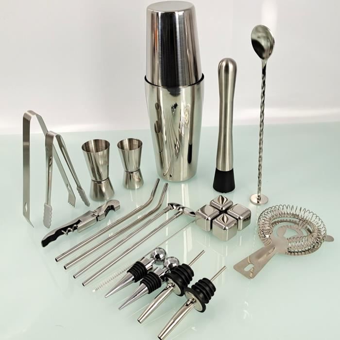 Ensemble de shaker à cocktail d'acier inoxydable de bouilloire de neige, outil de cocktail de cocktail de glace