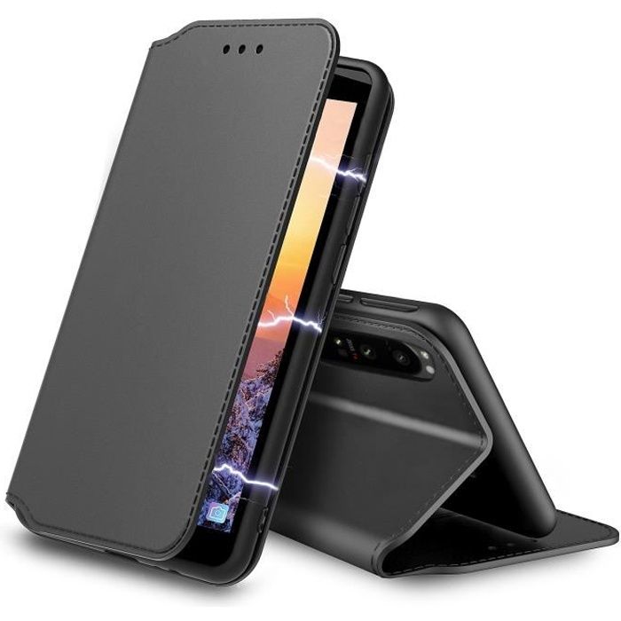 Coque Sony Xperia 10 III Noir ,AURSTORE Housse Etui Pochette En Cuir PU Multifonction,Protection