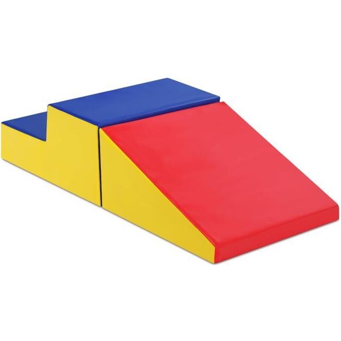 COSTWAY 2 PCS Modules de Motricité en Mousse pour Tout-petits Antidé Jeu Educatif pour Grimper Glisser Ramper Blocs de Construction