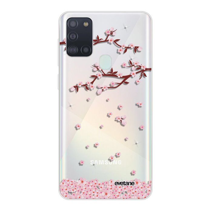 Coque Samsung Galaxy A21S 360 intégrale transparente Chute De Fleurs Ecriture Tendance Design Evetane.