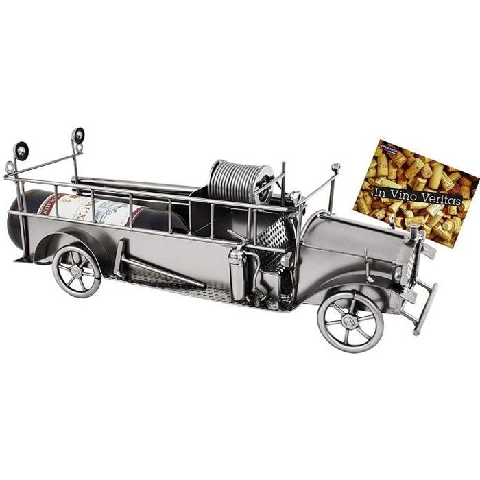Brubaker Porte-Bouteille de vin - Camion de Pompier - Métal - Carte de vœux Incluse - Idée Cadeau Originale - Objet décoratif