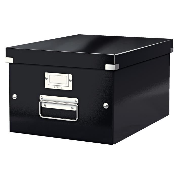 Leitz, Boîte de rangement Click & Store, format medium A4+, en carton pelliculé, montage boutons pression, Noir