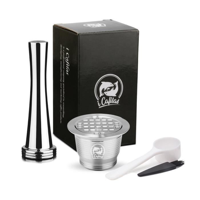 Tampon de filtre à dosette de capsule de café à trou carré rechargeable pour Nespresso, argent, type 2