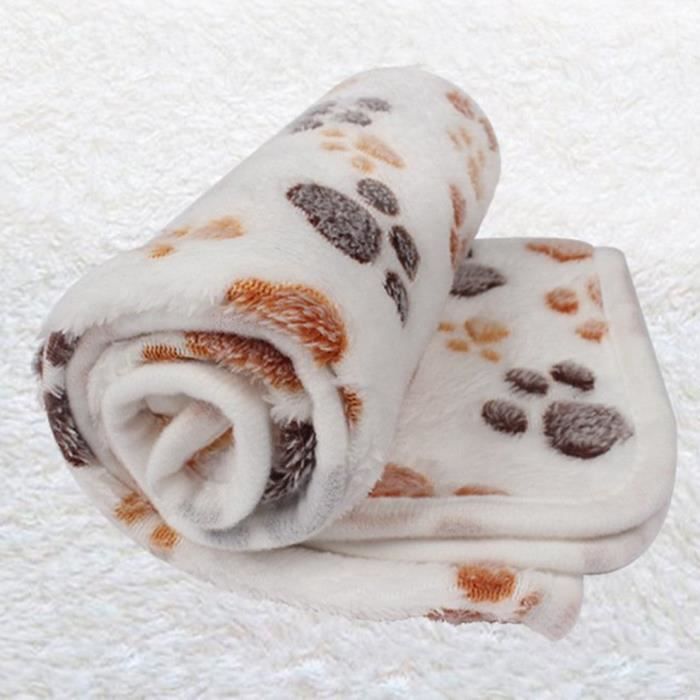 couverture pour chien couverture corail velours pad chaud rembourré couverture hiver, blanc, S