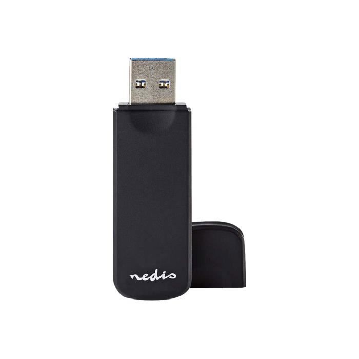 Nedis CRDRU3100BK Lecteur de carte 7 en 1 (MMC, SD, microSD, SDHC, microSDHC, SDXC, microSDXC) USB 3.0