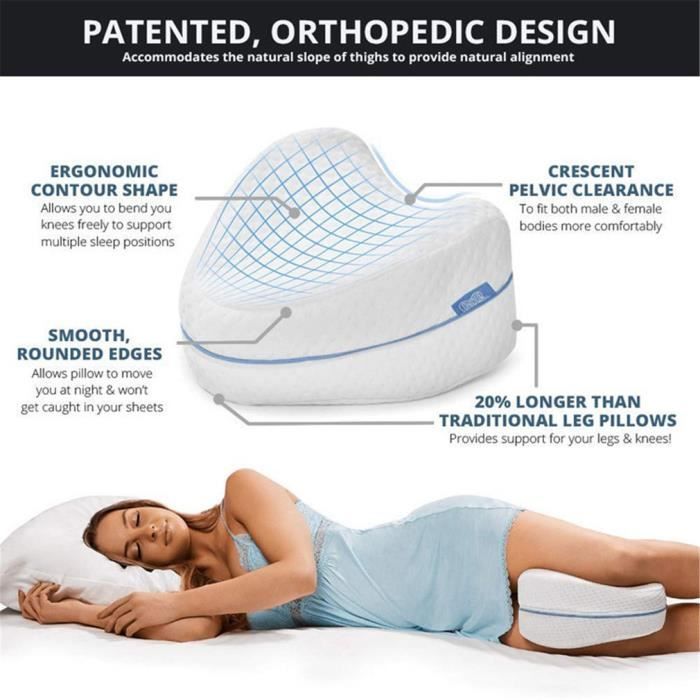 Oreiller de Jambe Coussin pour Genoux de Mousse de Mémoire pour Un Sommeil Ergonomique Soulage Les Douleurs