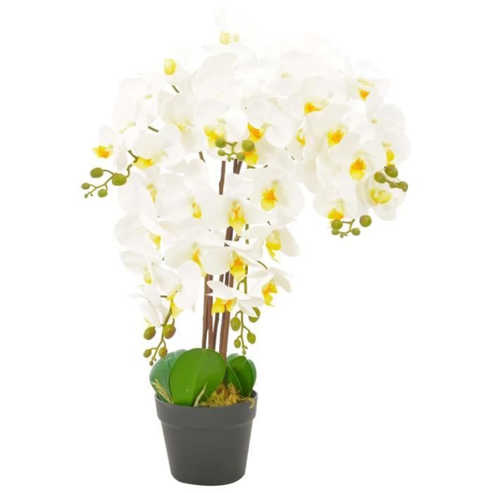 Plante artificielle avec pot Orchidée Blanc 60 cm