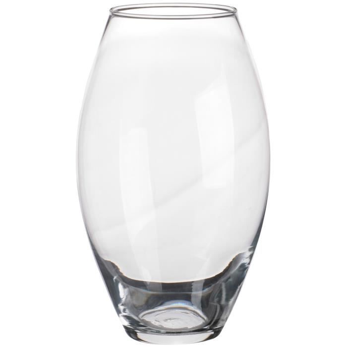 Vase Tendance Forme Ronde Design Ovale Aspect Botanica H28,5 cm . Transparent