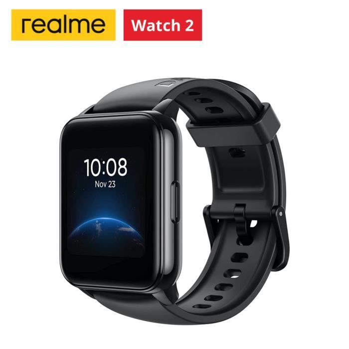 Realme Watch 2 Noir Montre Intelligente 90 Modes Sportifs Oxygène Sanguin IP68 Étanche Pour ios Android