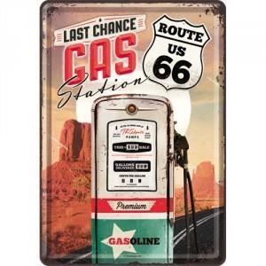 Plaque en métal 14 X 10 cm Route 66 : Gas Station (Station essence)