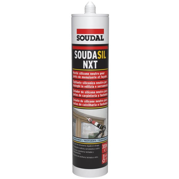 Cartouche de mastic silicone neutre Soudal 300ml transparent