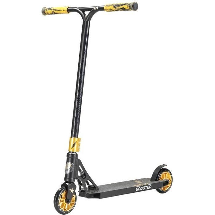 STAR SCOOTER professionnel Patinette-Trotinette Freestyle enfants de 8 ans - Patinette 120mm aluminium avec HIC - Noir Or