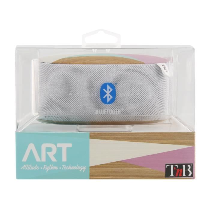 T'NB Art Scandi Enceinte nomade bluetooth - 5W - Blanc / Bois / Rose / Turquoise