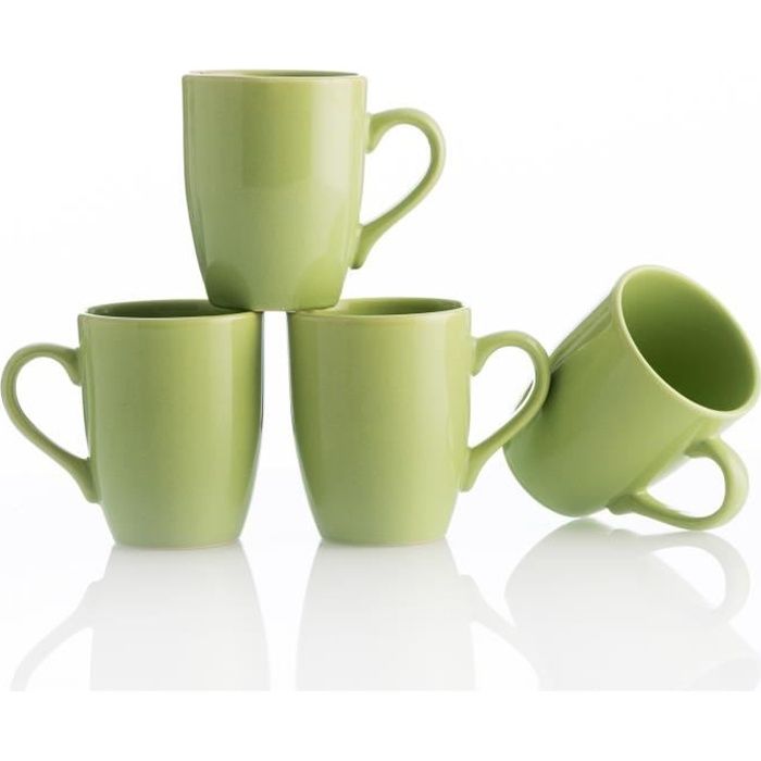 LOT DE 4 PIÈCES MUGS 11 CM 360 ML STONEWARE CASA VERT BENETTON