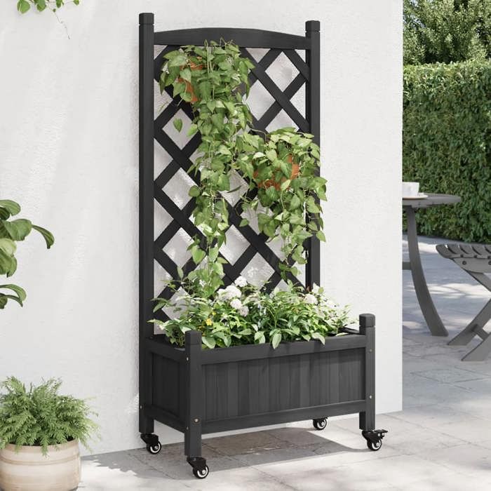 Vidaxl Jardinière avec Treillis Noir - vue 6