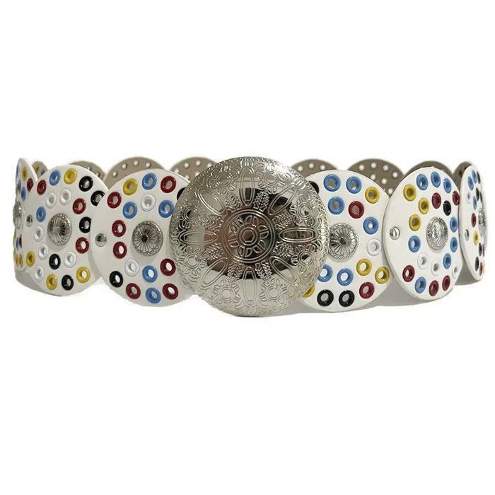 Ceinture Large à Disque Western Pour Femme - Cuir PU Vintage, Réglable, Idéale Robes Et Soirées