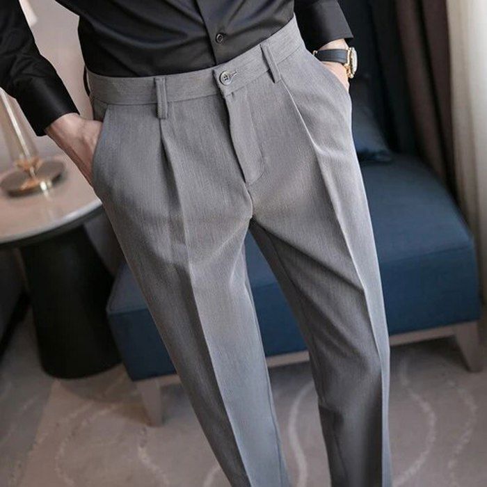 Pantalon De Costume Noir Homme - Coupe Ajustée Extensible - Bureau Et Travail Formel - Taille Asiatique XXXL