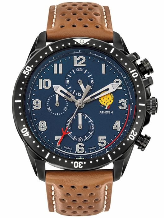 Montre Patrouille de France Chronographe Cadran Bleu Cuir Marron A4-100C-668133 Montre Patrouille de France Chronographe Cadran Bleu Cuir Marron A4-100C-668133