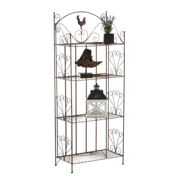 Etagere de rangement support plantes meuble pour terrasse balon salon en metal marron vieilli 10_0003983