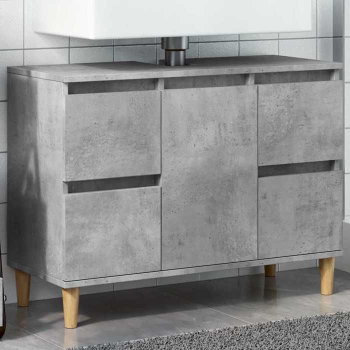 vidaXL Meuble dévier gris béton 80x33x60 cm bois dingénierie 857125