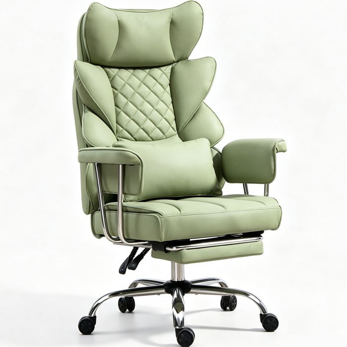 Chaise Gaming Ergonomique DYHOME Fauteuil de Bureau PU Repose-Jambes Télescopique Charge 220kg Vert