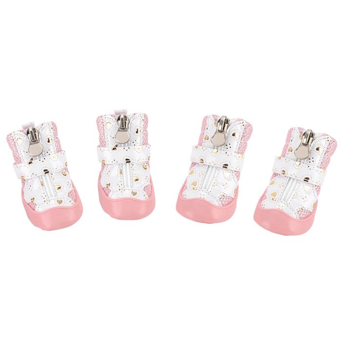 Lot de 4 chaussures pour chien et chiot antidérapantes respirantes en maille bottes de marche en plein air (rose 3#)