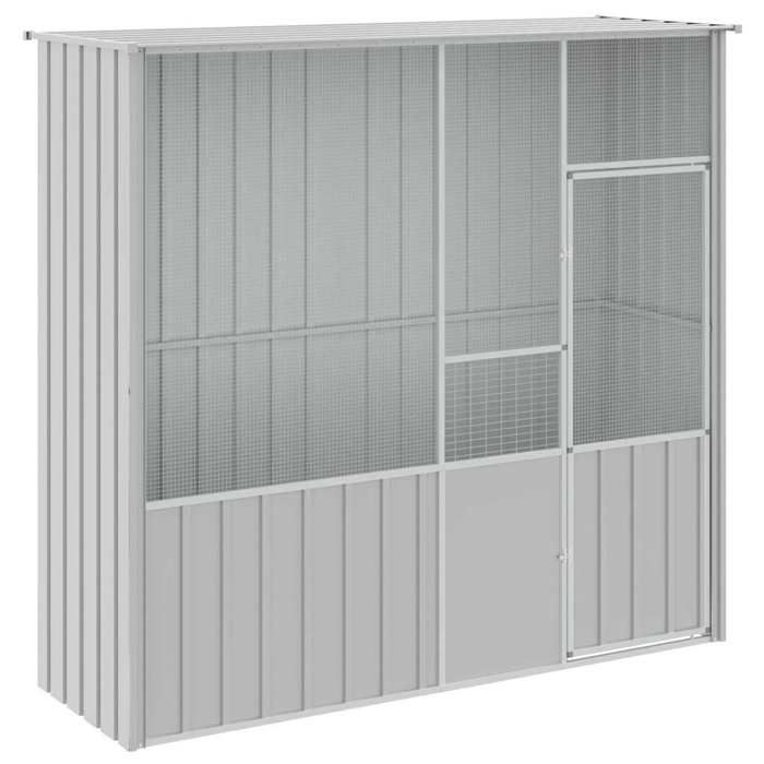 Cage à oiseaux 215 x 78 x 200 cm acier galvanisé gris 02_0041706