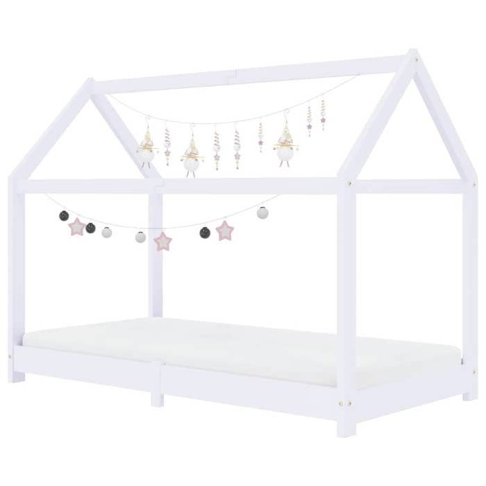 Lit Cabane Enfant 70x140 Cm – Bois Pin Blanc – Avec Tiroirs Et Barrière Anti-chute – ML Design
