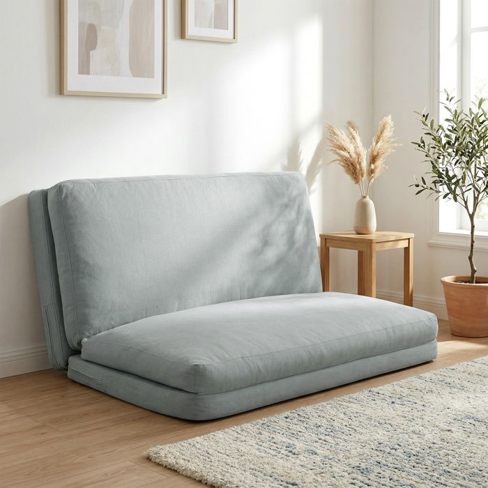 Canapé paresseux - HOMCOM - pliable en 4 parties - tissu aspect lin - charge 240 Kg - 1375 x 855 x 74 cm - gris clair