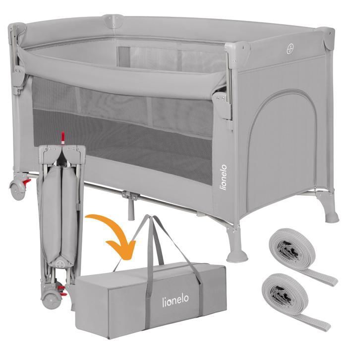 Lit cododo 3en1 LIONELO Ellen - Lit parapluie - Parc bébé - Matelas haute densité - 2 x Roulettes - 0-36 mois - Gris Lit cododo 3en1 LIONELO Ellen - Lit parapluie - Parc bébé - Matelas haute densité - 2 x Roulettes - 0-36 mois - Gris