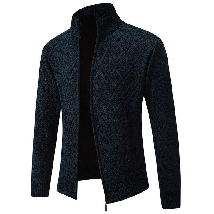 VITATA Gilet Homme Zippé en Maille Épaisse – Cardigan à Col