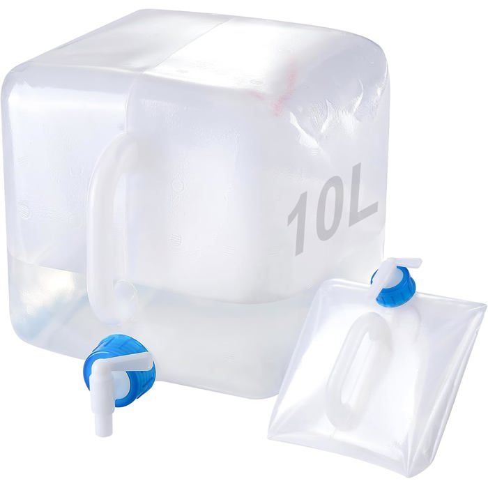 Bidon deau pliable 10 l - Bidon deau avec robinet - Réservoir deau de camping - Robinet doseur anti-fuite et anse de transport