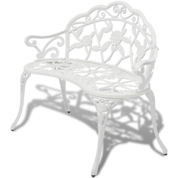 (Blanc)Banc de jardin - SIGNOR - 100 cm Aluminium coulé Blanc - Utilisation extérieure 530047