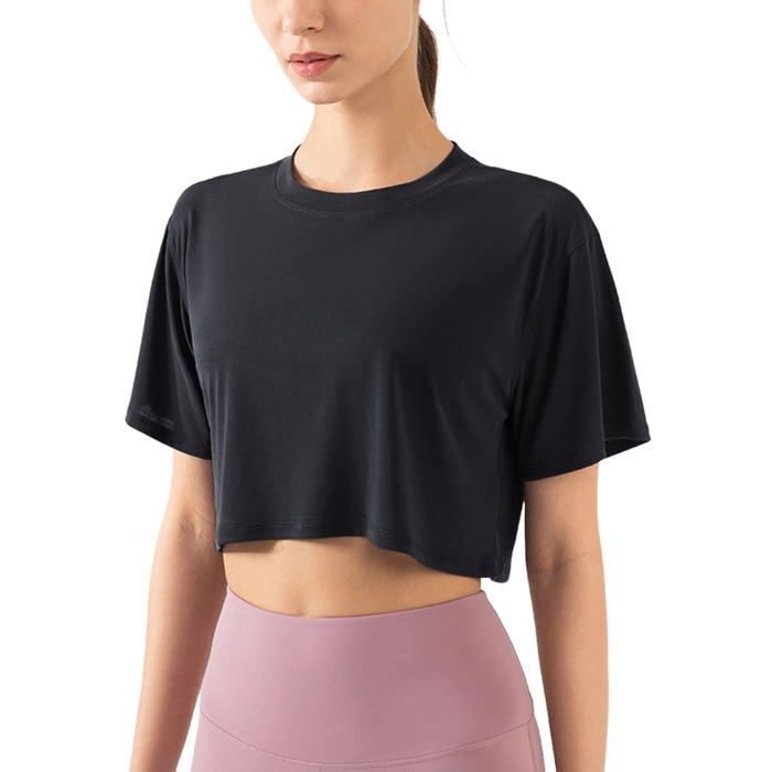 Hanyomo Femmes Aptitude Entrainement Hauts Courts Manche Courte Yoga Tee Shirts Athletique Fonctionnement Chemises de Sport